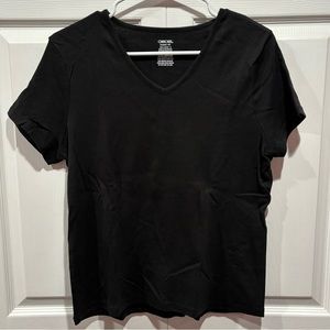 CHEROKEE Women’s Soft Cotton Short Sleeve V Neck Tee T-Shirt - black, size M